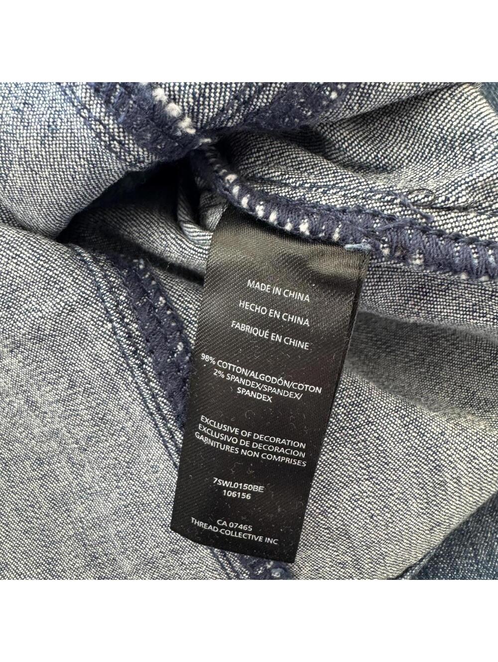 Bebe Denim Structured Corset Long Sleeve Top, Medium Wash, Size Large, 18” ptp - Picture 5 of 5